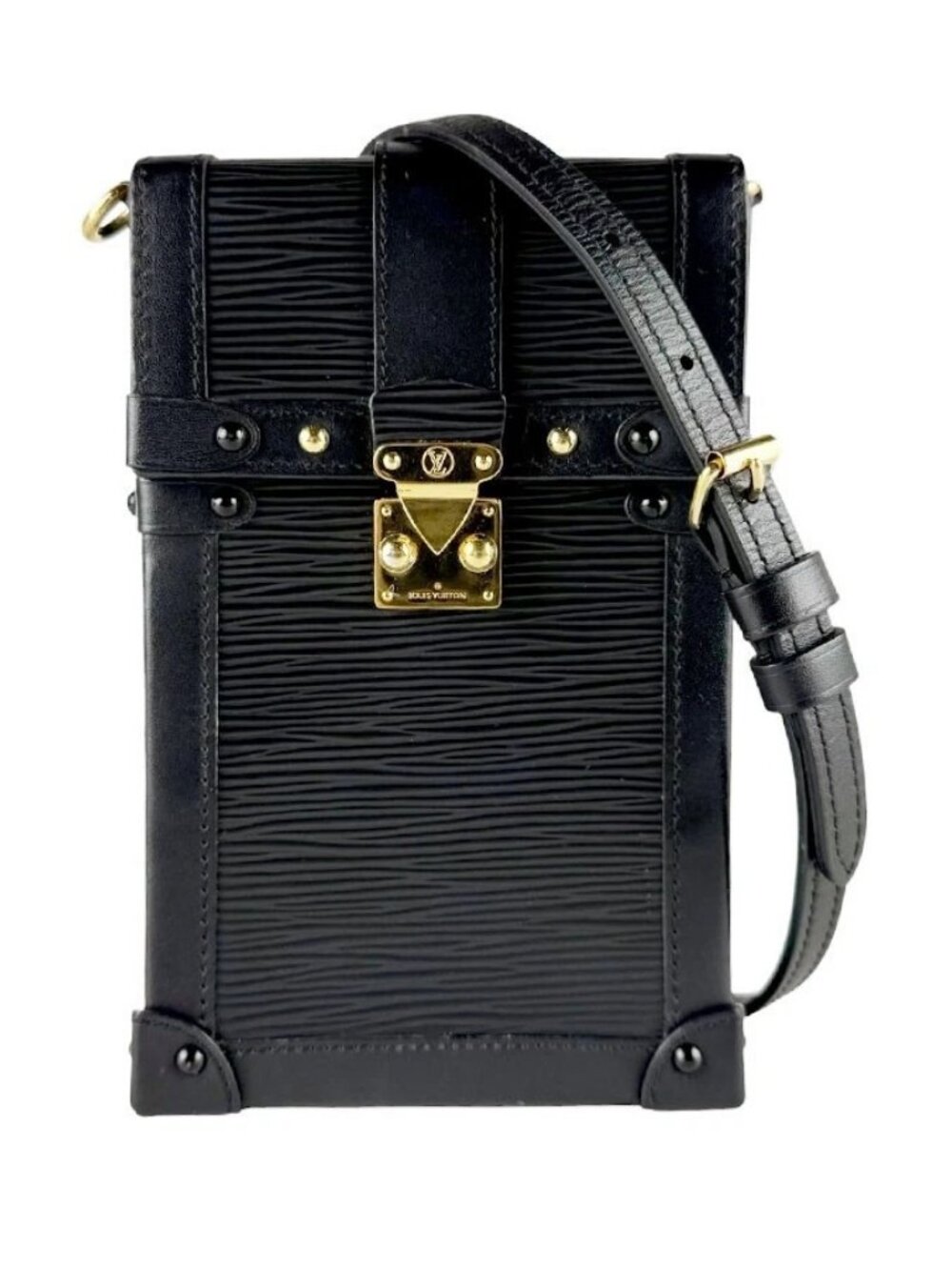 LOUIS VUITTON Epi Pochette Trunk Vertical Shoulder Bag Black